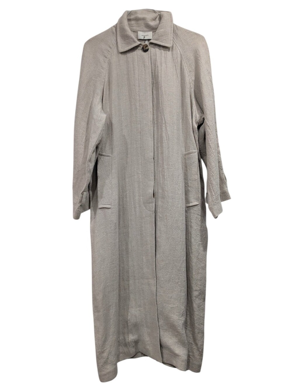 NWT AMOMENTO Long Trench Coat Cotton & Linen Oversized Duster Jacket